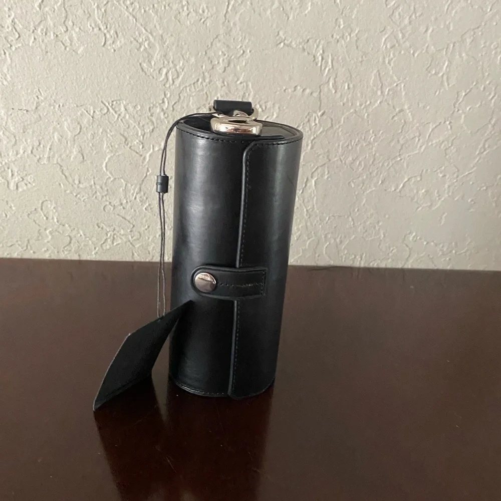 Alexander Wang Black Leather Sunglasses case Keychain Holder with clip NEW